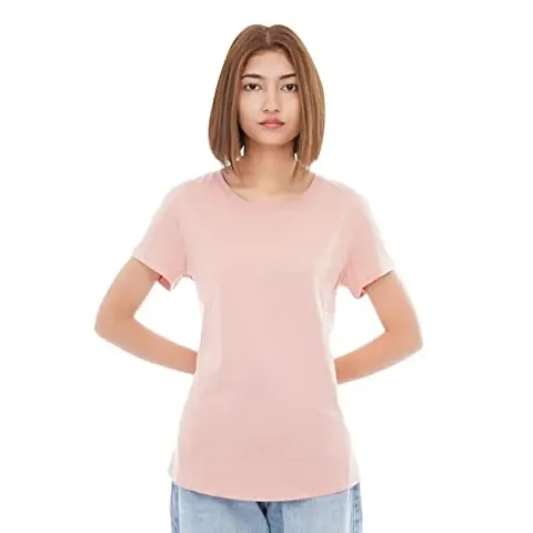 CARBON BASICS Women T-Shirt Half Sleeve, Round Neck Cotton Plain Tshirt