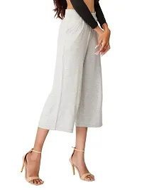 EcoLove Women's Straight Bottom Solid Short Length Palazzo Pants(Grey Mel,S)-thumb3