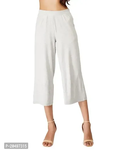EcoLove Women's Straight Bottom Solid Short Length Palazzo Pants(Grey Mel,S)-thumb0