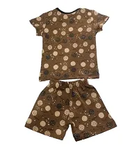 EcoLove Cotton Casual Printed T-shirt  Shorts Combo Set for Kids Baby Boys  Girls(Coffee,Grey,6-12 Month)-thumb2