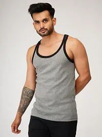 EcoLove Men's Cotton Solid Regular Fit Muscle Vests/Rib Gym Vest-thumb2