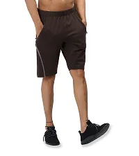 CARBON BASICS Men's Cotton Regular Relaxed Fit Casual Sports Gym Running Shorts with 2 Cross Zip Pockets-thumb3