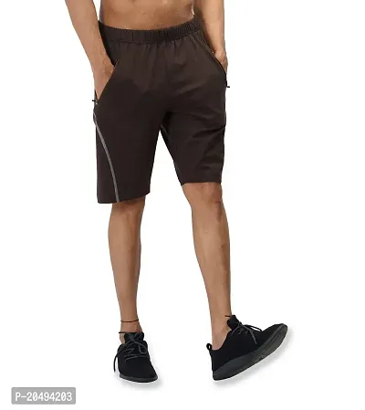 CARBON BASICS Men's Cotton Regular Relaxed Fit Casual Sports Gym Running Shorts with 2 Cross Zip Pockets-thumb4