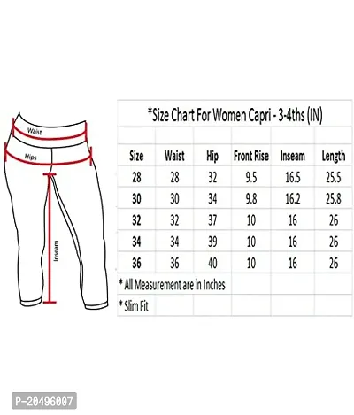 CARBON BASICS Women's Cotton 3/4th Cropped Solid Skinny Capri Pant-thumb5