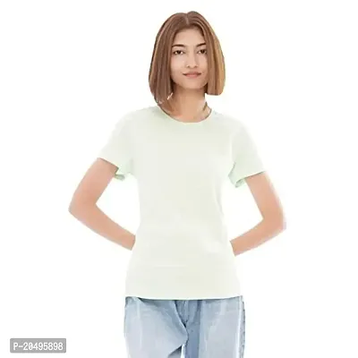 CARBON BASICS Women T-Shirt Half Sleeve, Round Neck Cotton Plain Tshirt