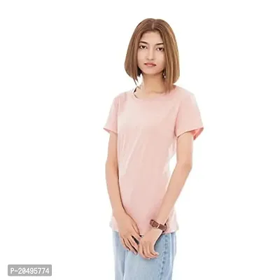 CARBON BASICS Women T-Shirt Half Sleeve, Round Neck Cotton Plain Tshirt-thumb4