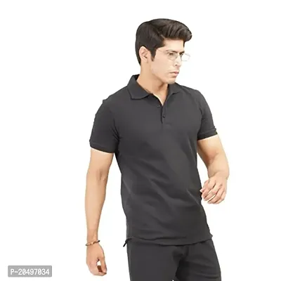 EcoLove Men's Cotton Half Sleeves Slim Fit Collared Formal Polo T-Shirt-thumb3