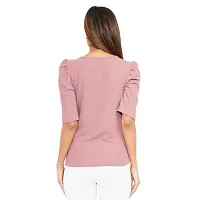 EcoLove Women's Square Neck Elbow Length Regular Fit Plain Casual Solid Viscose Top-thumb2
