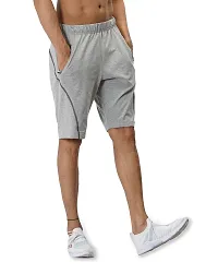 CARBON BASICS Men's Cotton Regular Relaxed Fit Casual Sports Gym Running Shorts with 2 Cross Zip Pockets-thumb2