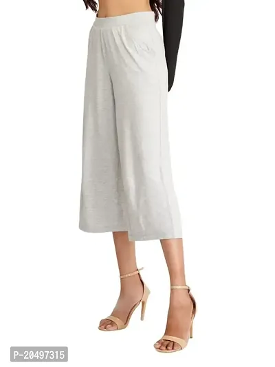 EcoLove Women's Straight Bottom Solid Short Length Palazzo Pants(Grey Mel,S)-thumb2
