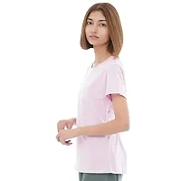 CARBON BASICS Women T-Shirt Half Sleeve, Round Neck Cotton Plain Tshirt-thumb3