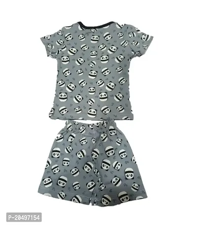 EcoLove Cotton Casual Printed T-shirt  Shorts Combo Set for Kids Baby Boys  Girls(Coffee,Grey,6-12 Month)-thumb5