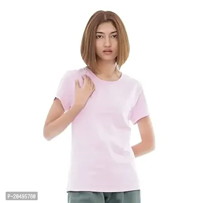CARBON BASICS Women T-Shirt Half Sleeve, Round Neck Cotton Plain Tshirt