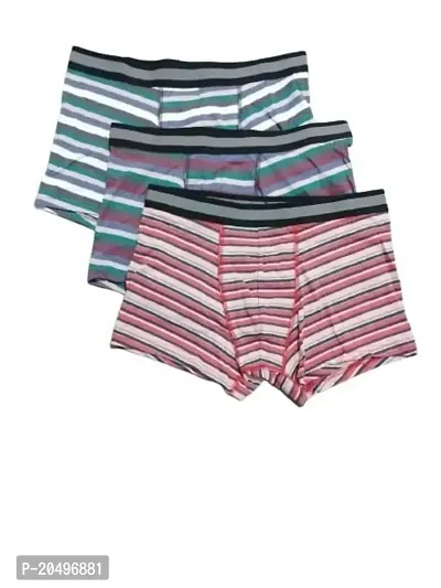 EcoLove Men's Cotton Multicolor Striped Trunks Underwears, Pack of 3
