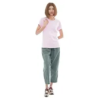 CARBON BASICS Women T-Shirt Half Sleeve, Round Neck Cotton Plain Tshirt-thumb4