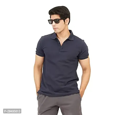 EcoLove Men's Cotton Half Sleeves Slim Fit Collared Formal Polo T-Shirt-thumb0