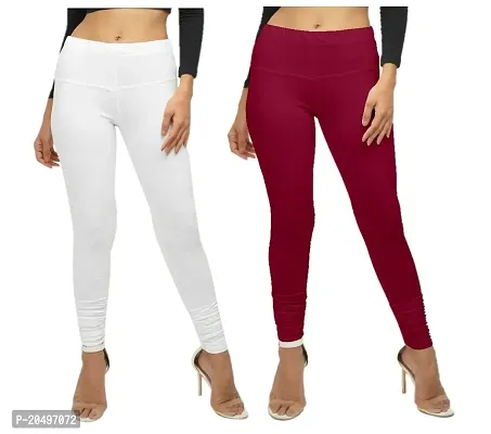 CARBON BASICS Women's Cotton Churidar Leggings Bottom Wear Combo Pack of 2