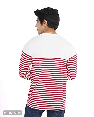 CARBON BASICS Men's Regular Fit Cotton Striped Henley T-Shirt Full Sleeves-thumb5