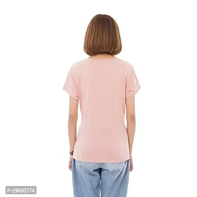 CARBON BASICS Women T-Shirt Half Sleeve, Round Neck Cotton Plain Tshirt-thumb2
