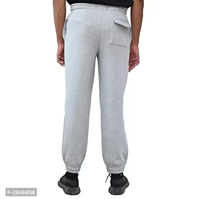 CARBON BASICS Men's Cotton Joggers Lower Track Pants with Zipper Pockets (DK Grey Melange-thumb2