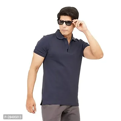 EcoLove Men's Cotton Half Sleeves Slim Fit Collared Formal Polo T-Shirt-thumb3