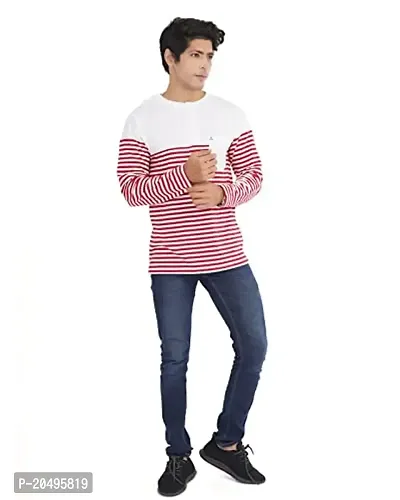 CARBON BASICS Men's Regular Fit Cotton Striped Henley T-Shirt Full Sleeves-thumb3