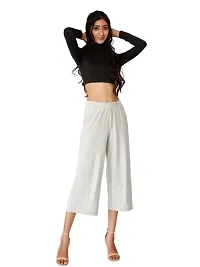 EcoLove Women's Straight Bottom Solid Short Length Palazzo Pants(Grey Mel,S)-thumb2