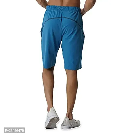 CARBON BASICS Men's Cotton Regular Relaxed Fit Casual Sports Gym Running Shorts with 2 Cross Zip Pockets-thumb4