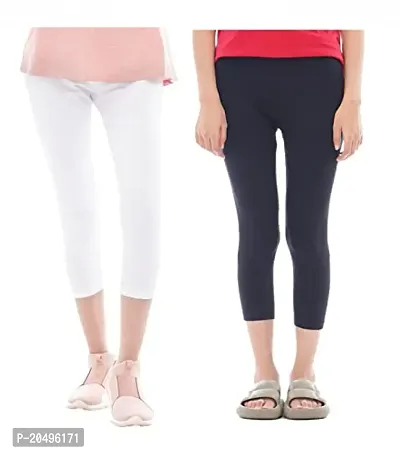CARBON BASICS Premium Cotton Stretchable Combo 3/4TH Legging for Womens  Girls