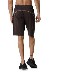 CARBON BASICS Men's Cotton Regular Relaxed Fit Casual Sports Gym Running Shorts with 2 Cross Zip Pockets-thumb1