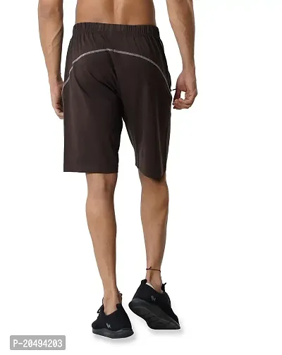 CARBON BASICS Men's Cotton Regular Relaxed Fit Casual Sports Gym Running Shorts with 2 Cross Zip Pockets-thumb2