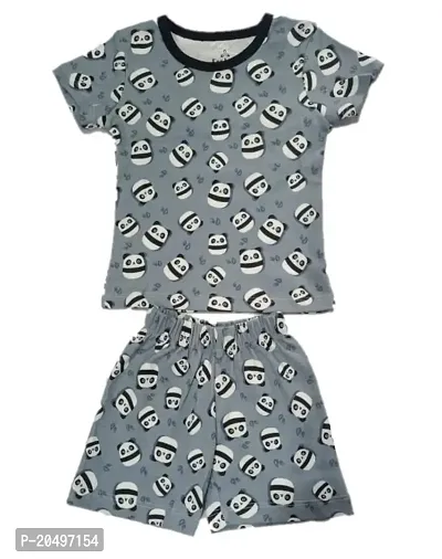 EcoLove Cotton Casual Printed T-shirt  Shorts Combo Set for Kids Baby Boys  Girls(Coffee,Grey,6-12 Month)-thumb2