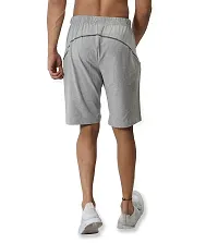 CARBON BASICS Men's Cotton Regular Relaxed Fit Casual Sports Gym Running Shorts with 2 Cross Zip Pockets-thumb1