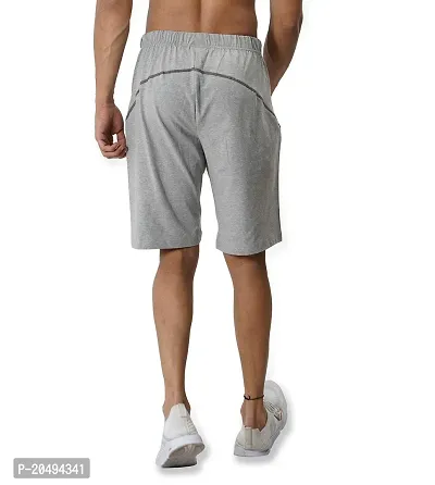 CARBON BASICS Men's Cotton Regular Relaxed Fit Casual Sports Gym Running Shorts with 2 Cross Zip Pockets-thumb2