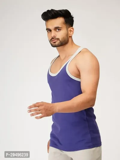 EcoLove Men's Cotton Solid Regular Fit Muscle Vests/Rib Gym Vest-thumb4