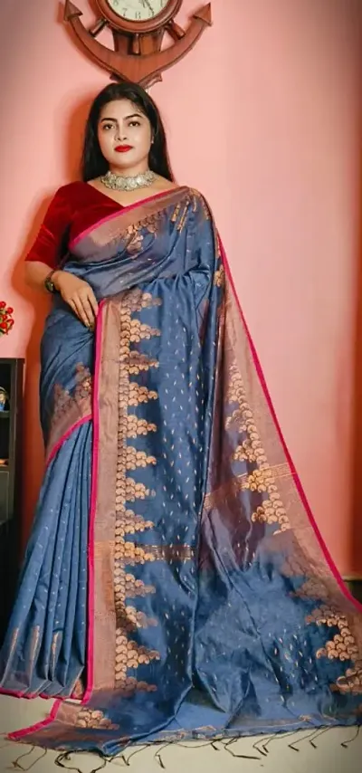 Grey Handloom Saree With Zari Weaving – arhi.in