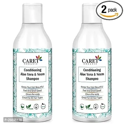 Caret Organic Conditioning Aloevera  Neem Shampoo For Hair Growth  Hair Fall Control -Cruelty  Paraben Free 300Ml (Pack Of 2)-thumb0