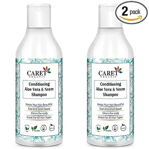 Caret Organic Conditioning Aloevera  Neem Shampoo For Hair Growth  Hair Fall Control -Cruelty  Paraben Free 300Ml (Pack Of 2)