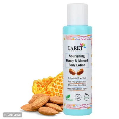 Caret Organic Nourishing Honey  Almond Body Lotion | Re-hydrate Dried Skin , Non-Sticky - Paraben free  Vegan 100g