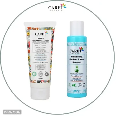 Organic Hybrid Creamy Cleanser Face Wash (100ml ) And Conditioning Aloevera  Neem Shampoo