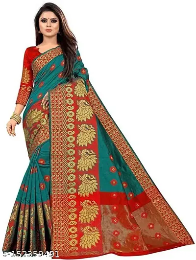 Stylish Lichi Silk Jacquard Work Saree With Blouse Piece For Women