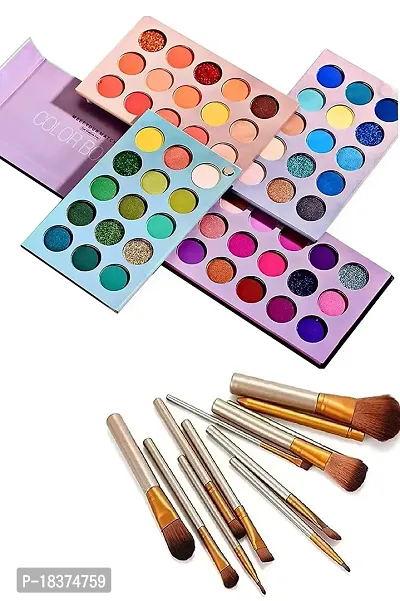 Eyeshadow Palette 60 Colors Mattes And Shimmers Color BoarD Makeup Palette Blendable Professional Eye Shadow Make Up Eye Cosmetic 60 ml With 12 Pc Makeup Brush Set (Multi)