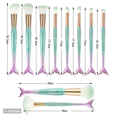 DATNASAYAD?Makeup Brushes Set 10pcs 3d Mermaid Makeup Brush Cosmetic Brushes Eyeshadow Eyeliner Blush Brushes-thumb5