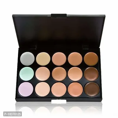 Fozzby 15 Color Cream Concealer Palette with Make up Brush Set (2 Items in the set)-thumb2