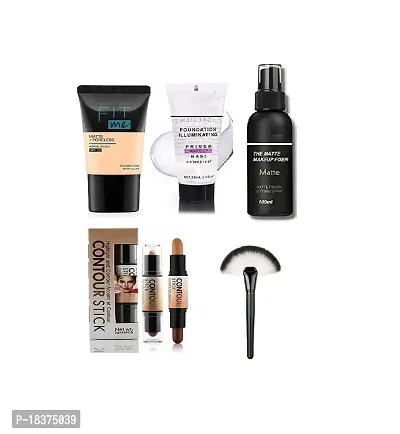 FOUNDATION 18ML, PRIMER 50ML, FIXER 100ML, CONTOUR STICK + FAN BRUSH