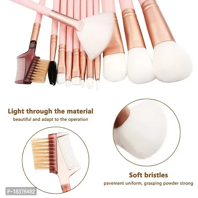 FOZZBY Makeup Brush Set With Storage Barrel - Pack of 12 (Light Pink)-thumb5