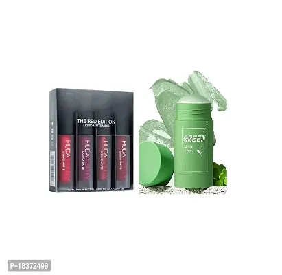 4X1 MATTE RED LIQUID LIPSTICK + GREEN TEA FACIAL OIL MASK 40G