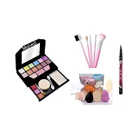 Women's  Girl's TYA Fashion Mini 5024 Multicolour Makeup Kit and 5 Pink Makeup Brushes Set, 6 Sponges Pack and 1 YANQINA Liquid Eyeliner - (Pack of 13)-thumb4