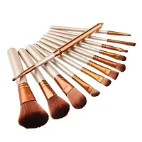 Women's  Girl's Makeup Brush Sets - 12 Pcs Brown Makeup Brushes Set with Storage Box and 1 White Mini Foundation Brush - (Pack of 13)-thumb2