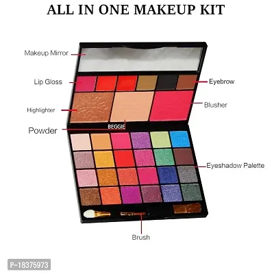 Beggie Makeup palette| Highlighter blusher eye shadow eye brow lip gloss combo palette| matte and shimmer eyeshadow combo palette| highlighter powder palette| eye brow powder palette| (01) MultiColor-thumb3